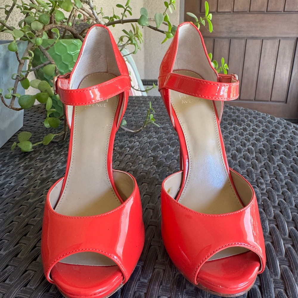 Women's Coral Peep Toe Heels